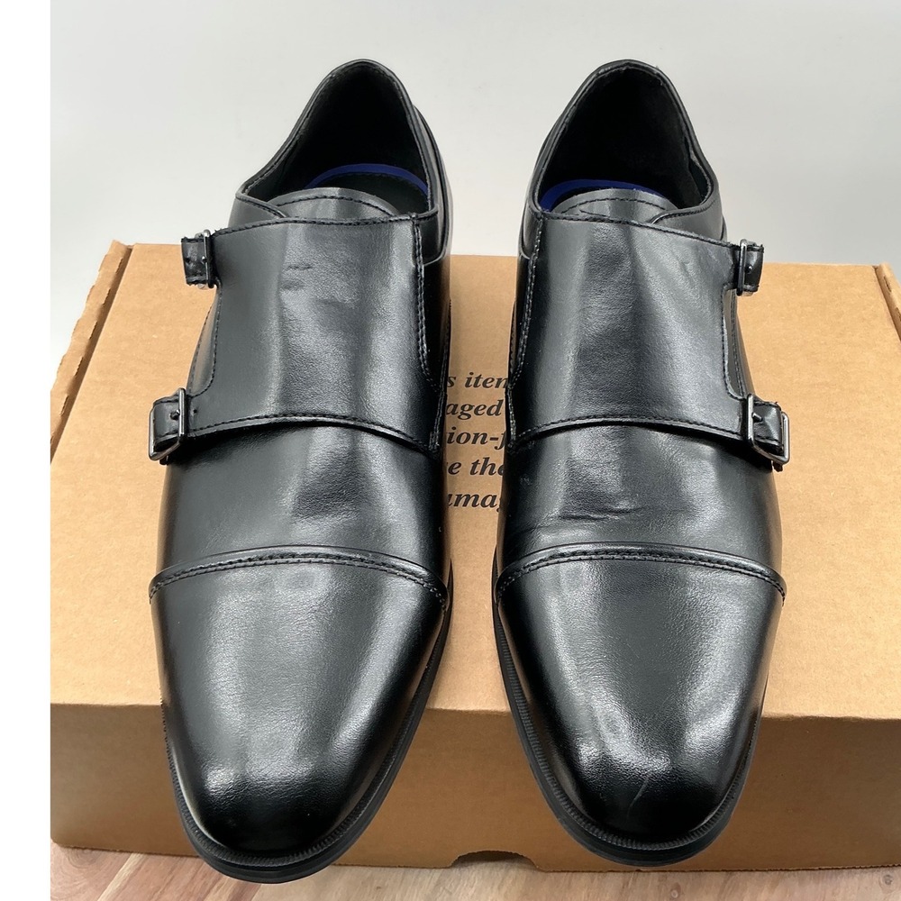 Abound Black Double Monk Strap Cap Toe Dress Shoes Loafers RN 58665 Size 12M